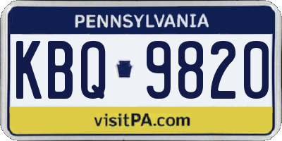 PA license plate KBQ9820