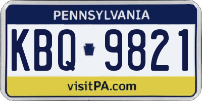 PA license plate KBQ9821