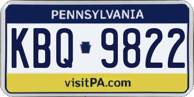 PA license plate KBQ9822
