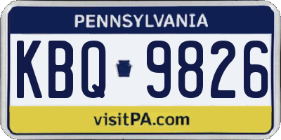 PA license plate KBQ9826