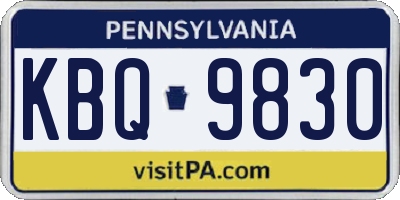 PA license plate KBQ9830