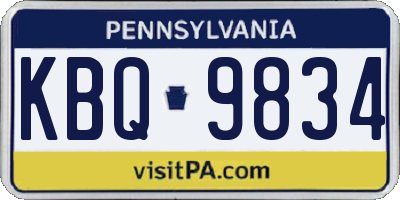 PA license plate KBQ9834