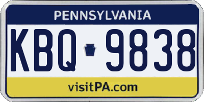 PA license plate KBQ9838