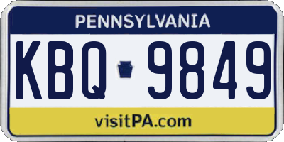 PA license plate KBQ9849