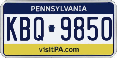 PA license plate KBQ9850