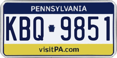 PA license plate KBQ9851
