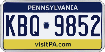 PA license plate KBQ9852