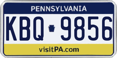 PA license plate KBQ9856
