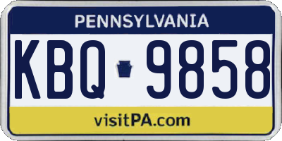 PA license plate KBQ9858