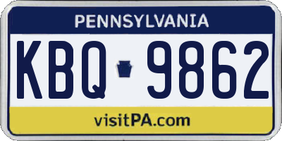 PA license plate KBQ9862