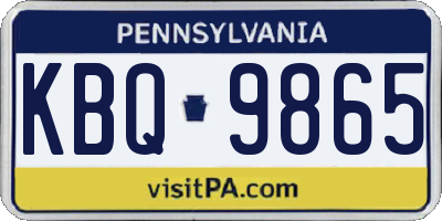 PA license plate KBQ9865