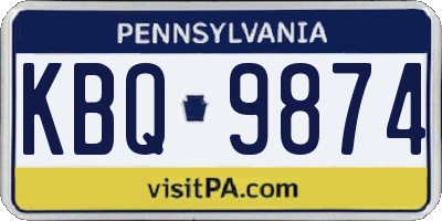 PA license plate KBQ9874