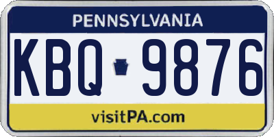 PA license plate KBQ9876