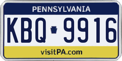 PA license plate KBQ9916