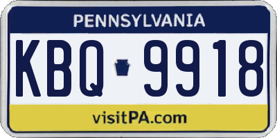 PA license plate KBQ9918