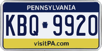 PA license plate KBQ9920