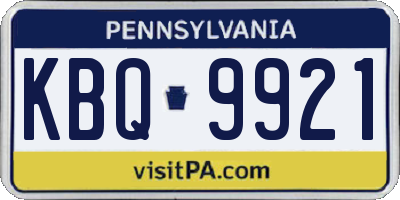 PA license plate KBQ9921