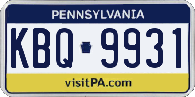 PA license plate KBQ9931