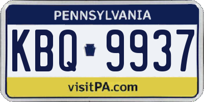 PA license plate KBQ9937