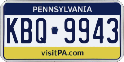 PA license plate KBQ9943