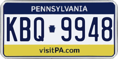 PA license plate KBQ9948