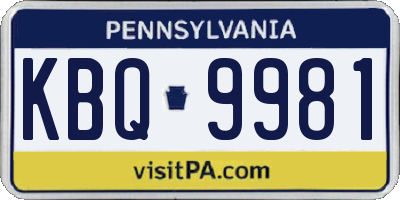 PA license plate KBQ9981