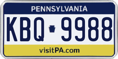 PA license plate KBQ9988