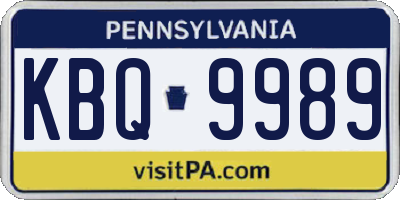 PA license plate KBQ9989