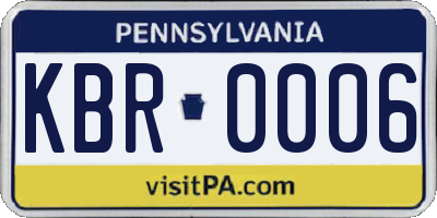 PA license plate KBR0006