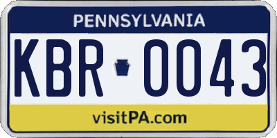 PA license plate KBR0043