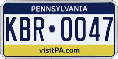 PA license plate KBR0047