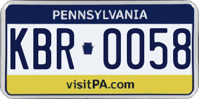 PA license plate KBR0058