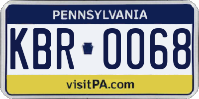 PA license plate KBR0068