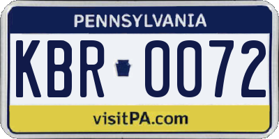 PA license plate KBR0072