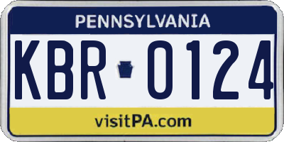 PA license plate KBR0124