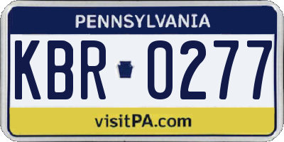 PA license plate KBR0277