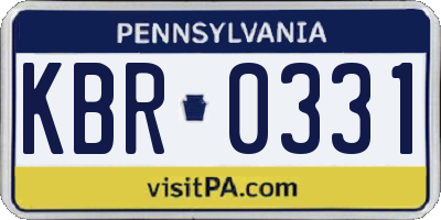 PA license plate KBR0331