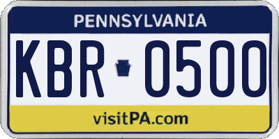 PA license plate KBR0500