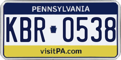 PA license plate KBR0538