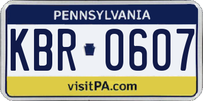 PA license plate KBR0607