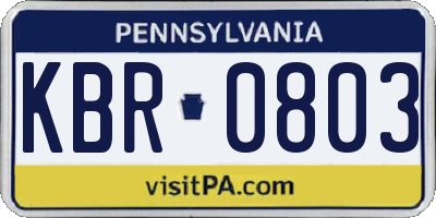 PA license plate KBR0803