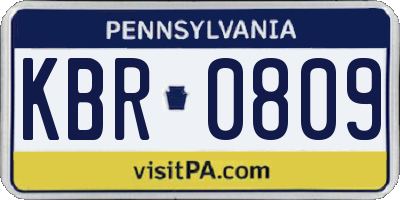 PA license plate KBR0809