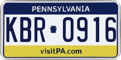 PA license plate KBR0916