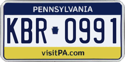 PA license plate KBR0991