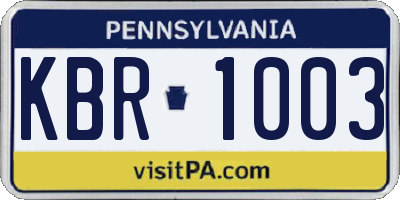 PA license plate KBR1003