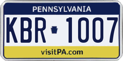 PA license plate KBR1007