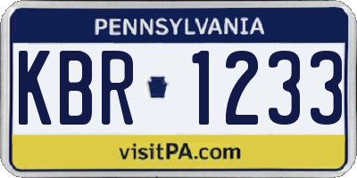 PA license plate KBR1233