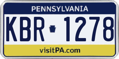 PA license plate KBR1278