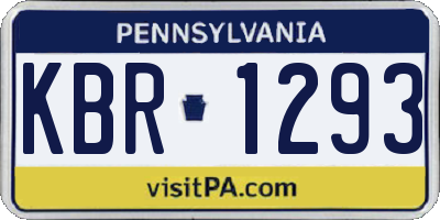 PA license plate KBR1293