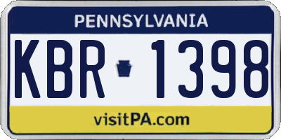 PA license plate KBR1398